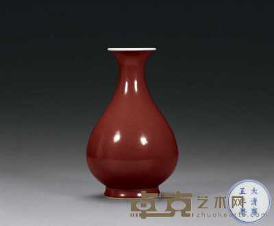 清雍正 霁红釉玉壶春瓶 高24.2cm
